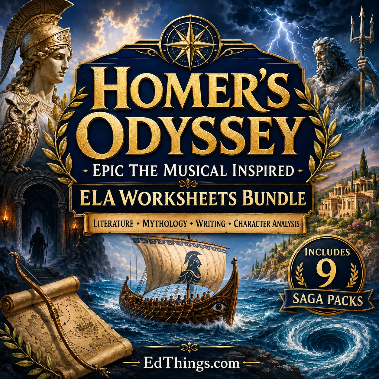 Homer's Odyssey Music Inspired ELA Worksheets Bundle cover image from EdThings