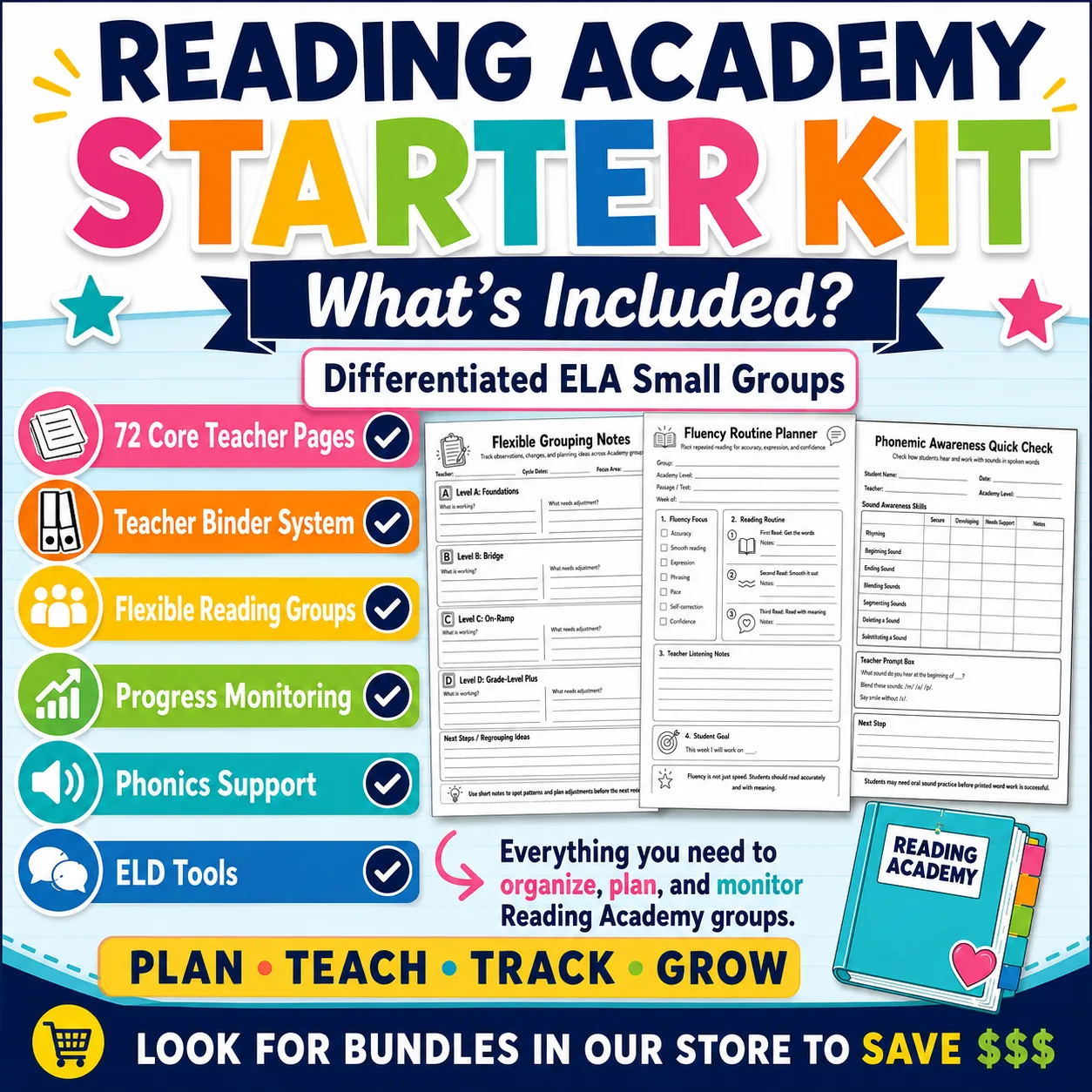 Reading Academy Starter Kit Small Group Reading Intervention Binder preview image from EdThings