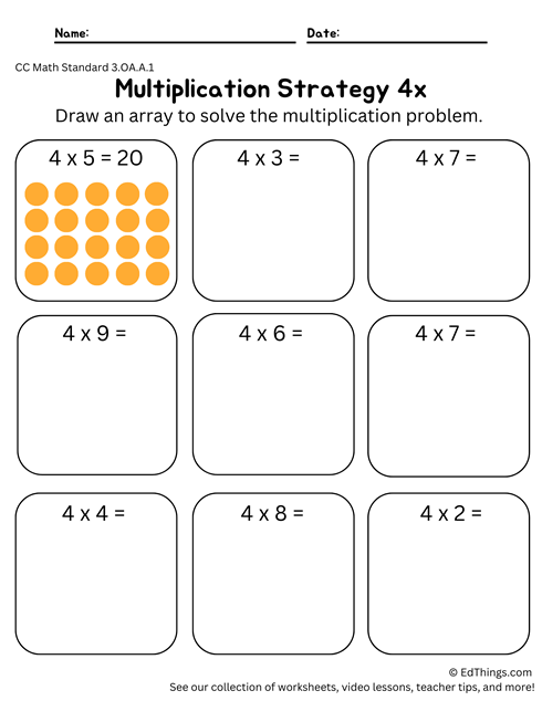 Beginning Multiplication with Arrays - 3rd Grade Math