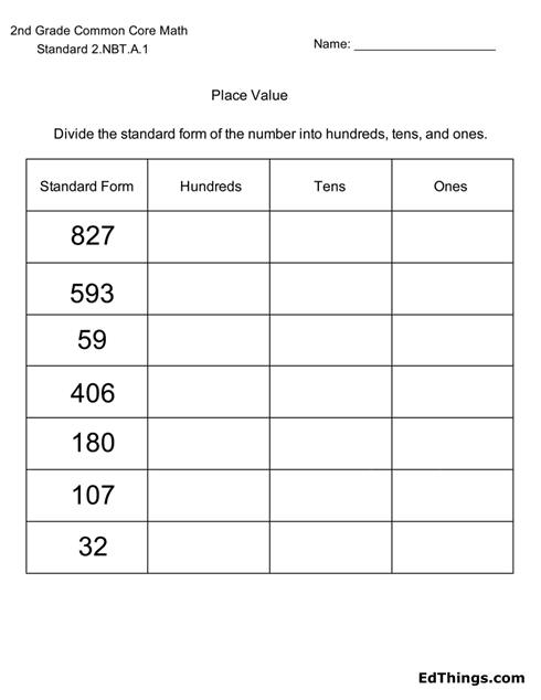 Free Place Value Worksheet Hundreds Tens Ones