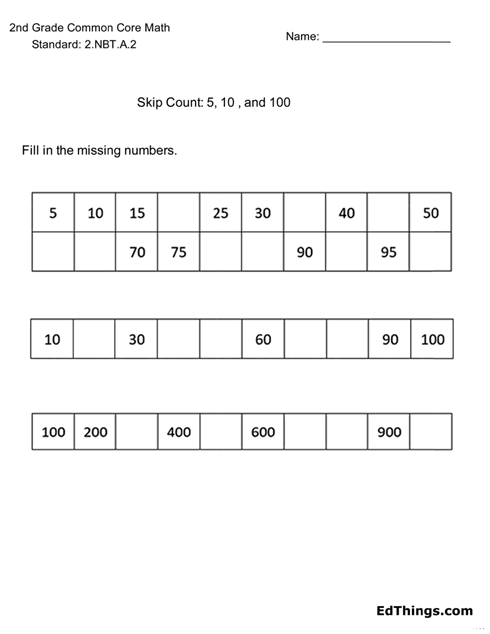 Skip Count 5's, 10's, and 100's