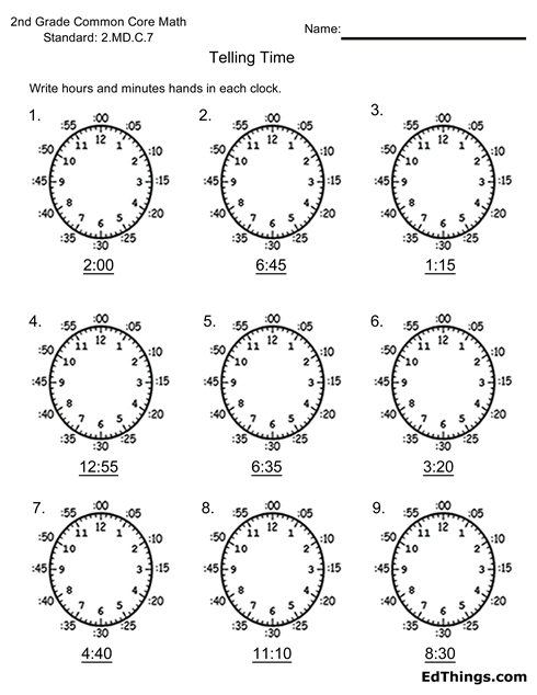 Telling Time Write in the Hands