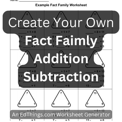 Free Fact Family Worksheet Creator For Learning Addition